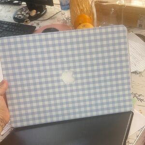 Apple Laptop  case with Light Blue Checkered Pattern